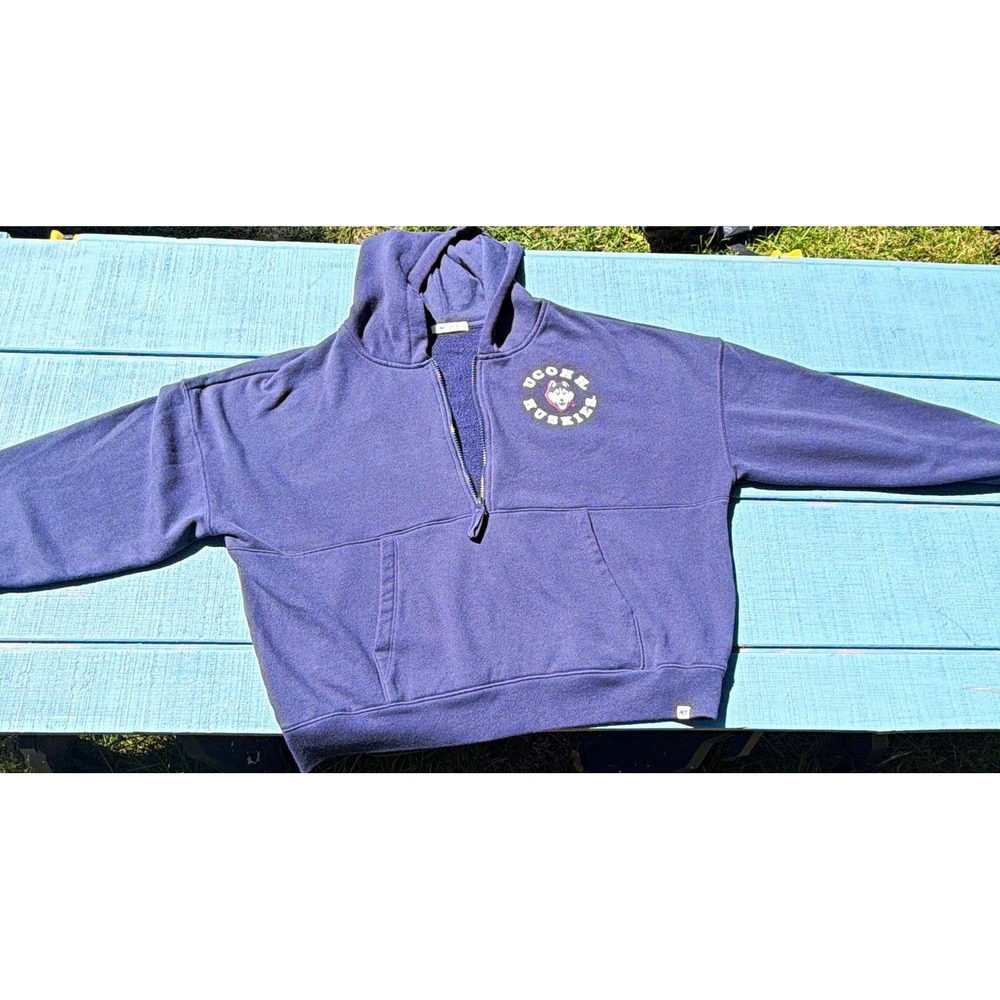 '47 UConn Huskies Blue 1/4 Zip Pullover Sweatshirt Hoodie, Size L